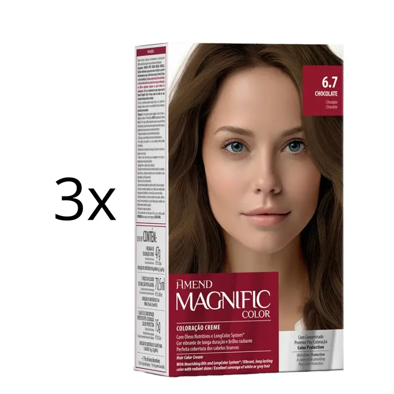 Lot Of 3 Magnific Color Cream Dye 6.7 Chocolate Brunette Brown Hair Tint Amend 1