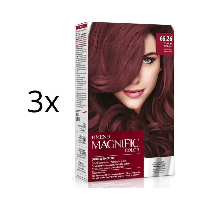 Lot Of 3 Magnific Color Cream Dye 66.26 Marsala Red Hair Tint Amend 1