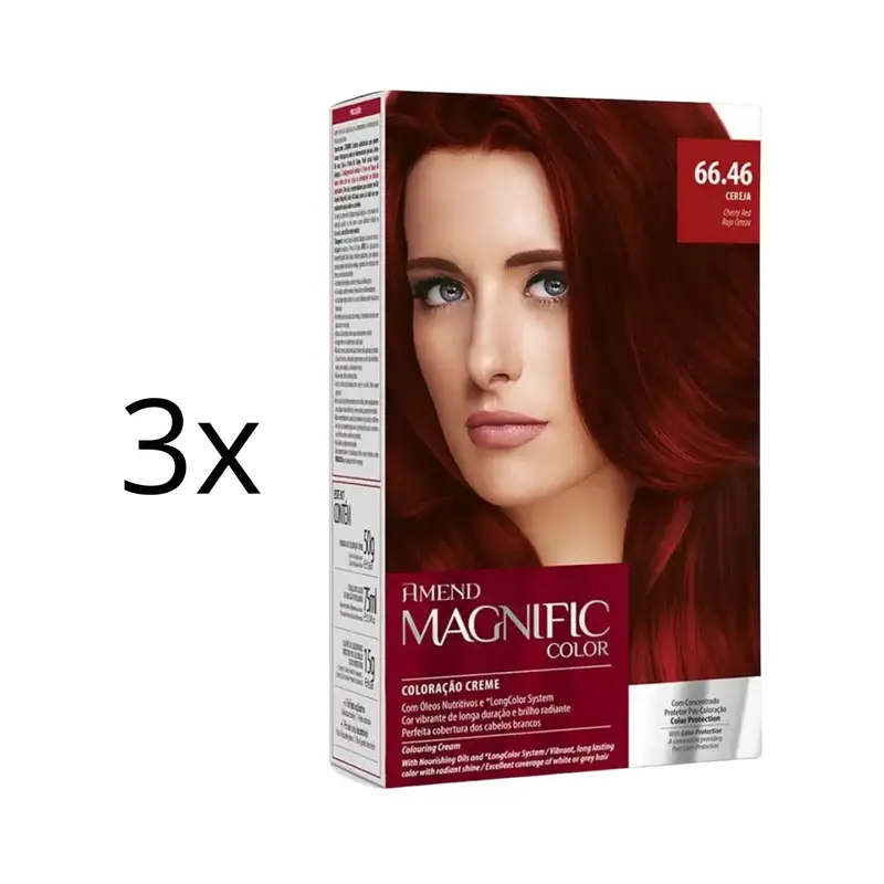 Lot Of 3 Magnific Color Cream Dye 66.46 Cherry Red Hair Tint Toning Amend 1
