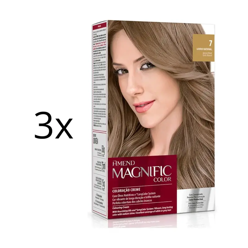 Lot Of 3 Magnific Color Cream Dye 7 Natural Blonde Hair Tint Toning Amend 1