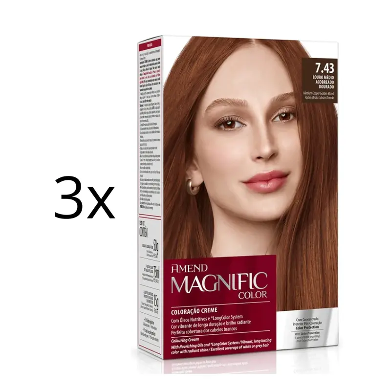Lot Of 3 Magnific Color Dye 7.43 Medium Golden Copper Blonde Hair Tint Amend 1
