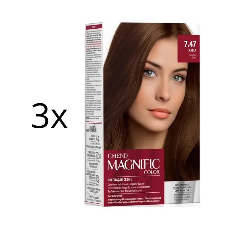 Lot Of 3 Magnific Color Dye Cream 7.47 Cinnamon Hair Toning Tint Amend 1