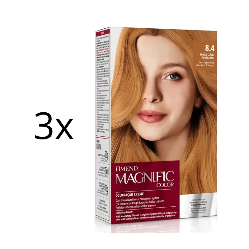 Lot Of 3 Magnific Color Dye Cream 8.4 Reddish Light Blonde Hair Tint Amend 1