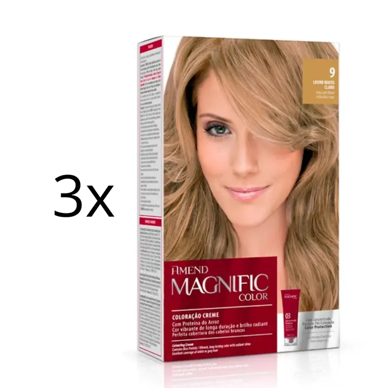Lot Of 3 Magnific Color Dye Cream 9 Very Light Blonde Hair Tint Amend 1