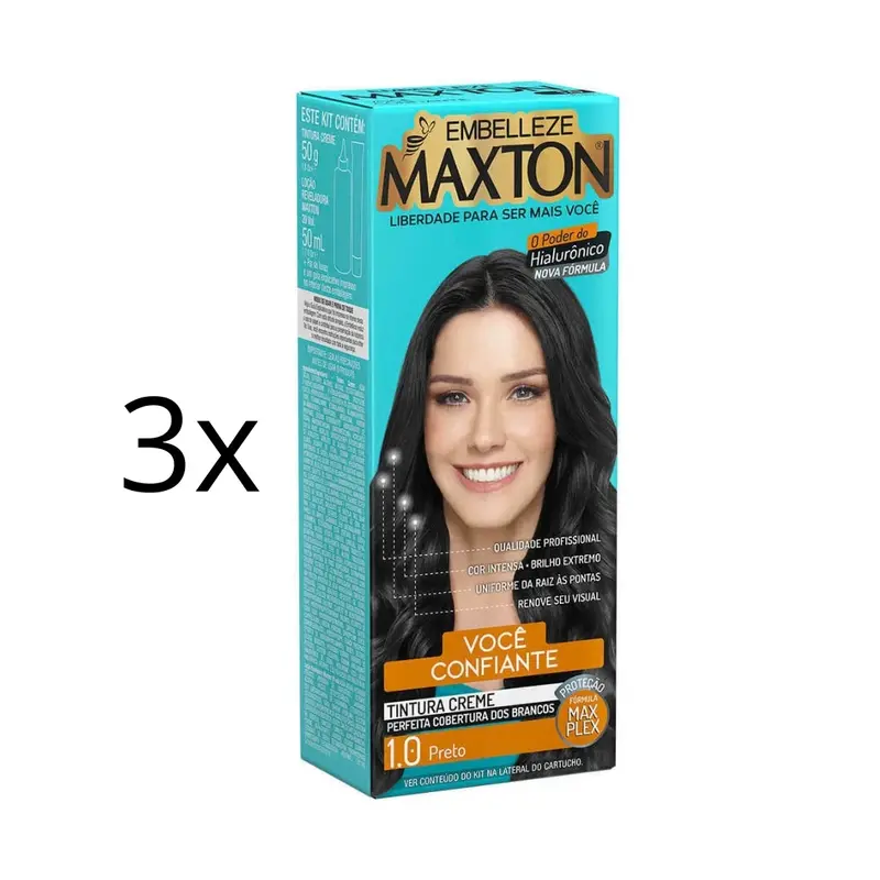 Lot Of 3 Maxton Cream Dye 1.0 Black Color Maintenance Hair Toning 50G Maxton 1