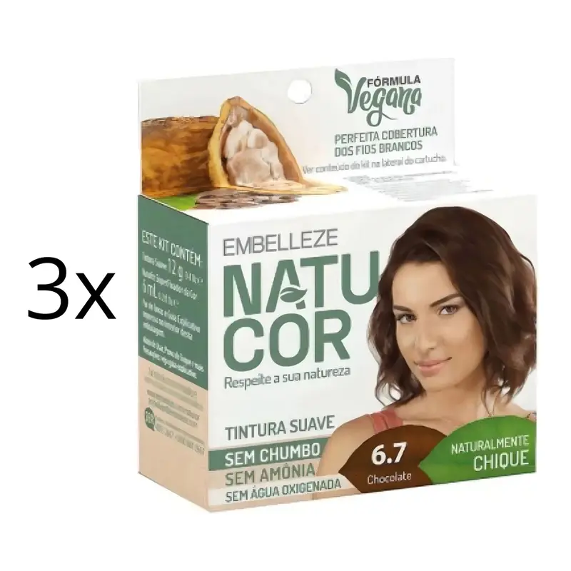 Lot Of 3 Natucor Hair Dye 6.7 Chocolate Brown Color Toning 12G Embelleze 1