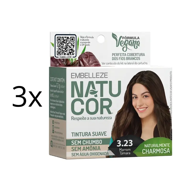 Lot Of 3 Natucor Hair Dye Shade 3.23 Tamara Brown Color 12G Embelleze 1