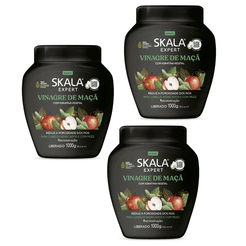 Lot Of 3 Skala Apple Vinegar Hair Reconstruction Treatment Cream Mask 1Kg 1