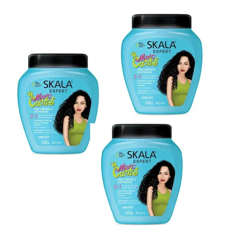 Lot Of 3 Skala Mais Cachos Combing Cream Curly Wavy Hair Treatment 1Kg 1