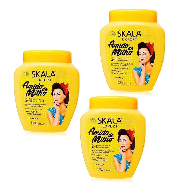 Lot Of 3 Skala Maize Starch Combing Cream Hair Treatment Mask Vegan 1Kg 1