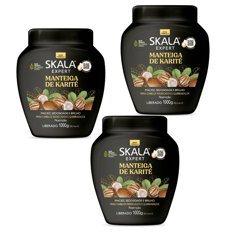 Lot Of 3 Skala Shea Butter Karite Hair Nourishing Treatment Cream Mask 1Kg 1