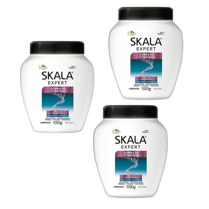 Lot Of 3 Skala Vitamins Pump Hair Treatment Cream Mask Hyaluronic Acid 1Kg 1