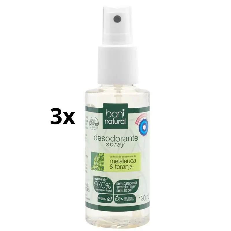 Lot Of 3 Vegan Deodorant Spray Aloe Vera 120Ml Boni Natural 1