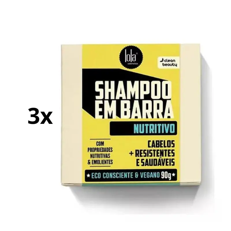 Lot Of 3 Vegan Hair Daily Nourishing Shampoo Bar 90G Lola Cosmetics 1