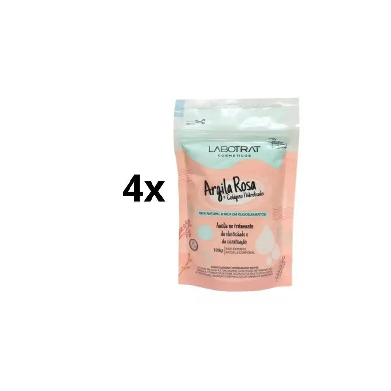 Lot Of 4 Pink Clay Hydrolyzed Collagen Powder Body / Face Skin Care 100G Labotrat 1