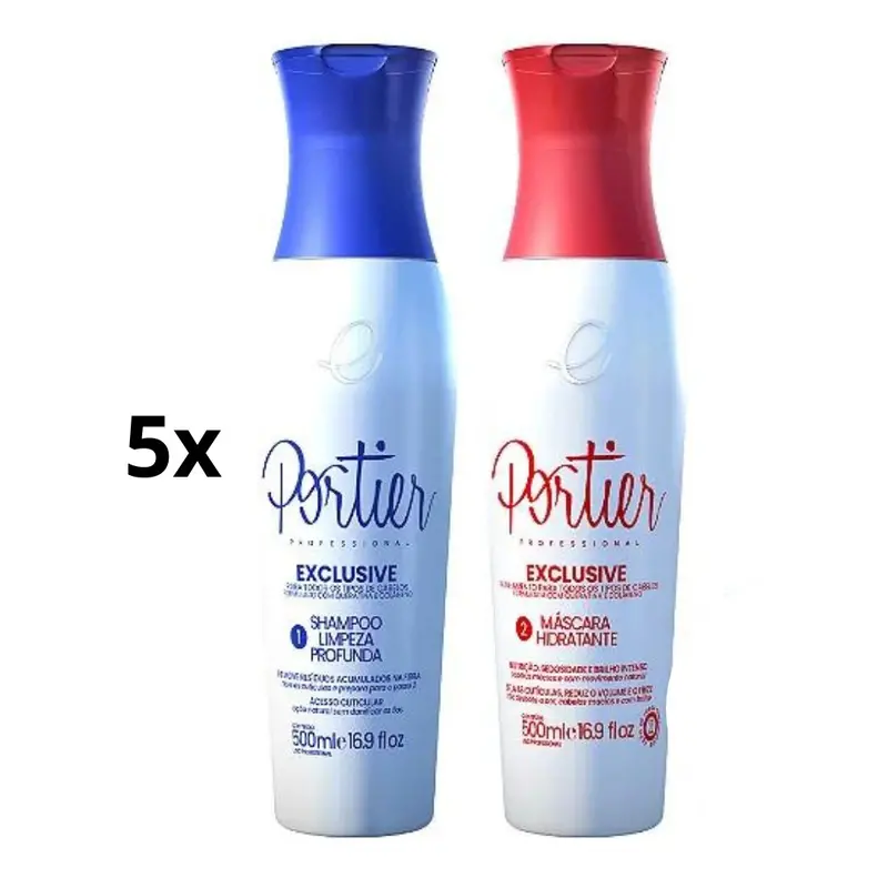Lot Of 5 Exclusive Progressive Brush Hair Straightening Kit 2X 500Ml Portier 1
