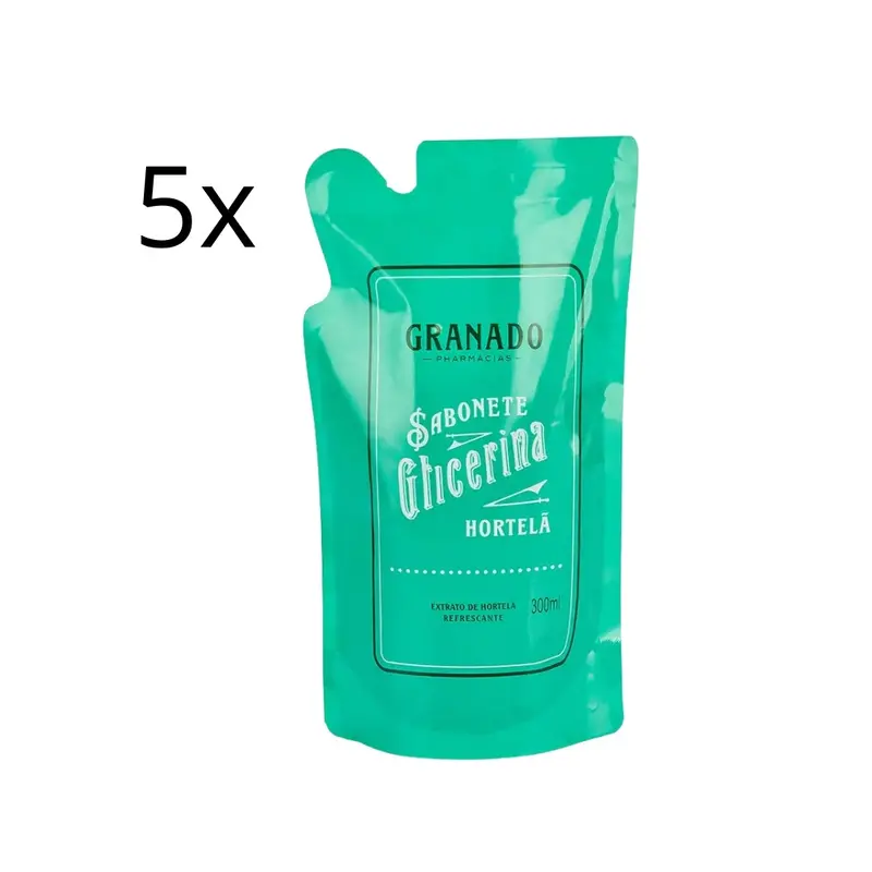 Lot Of 5 Glycerin Mint Vegan Liquid Soap Body Skin Care Refill 300Ml Granado 1