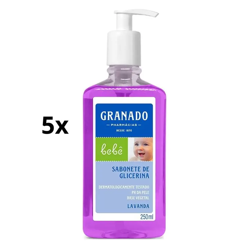 Lot Of 5 Granado Glicerin Baby Bath Liquid Soap Lavender Fragrance 250Ml 1