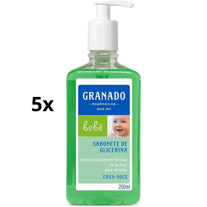 Lot Of 5 Granado Glicerin Liquid Baby Soap Erva Doce Anise  250Ml Bath 1