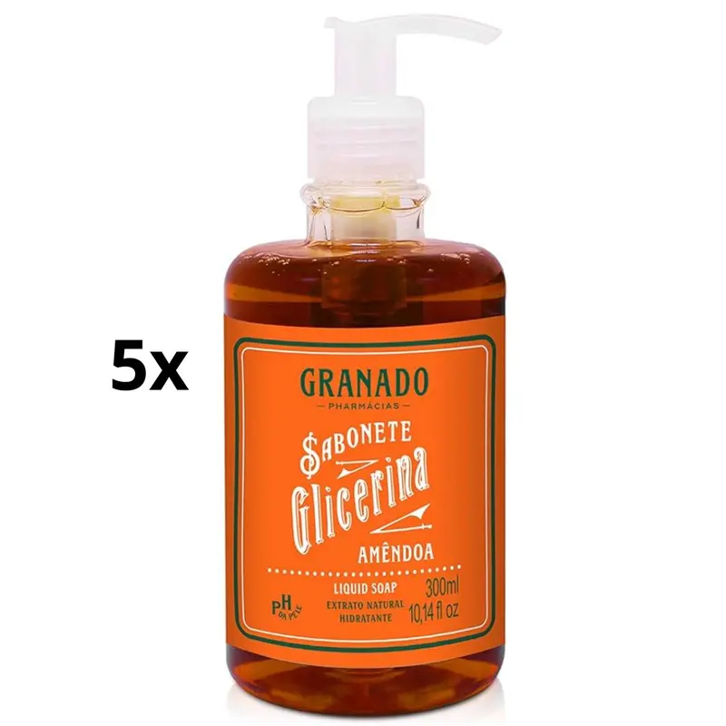 Lot Of 5 Granado Glycerin Almond Liquid Soap 300Ml Skin Care Body Care Bath 1