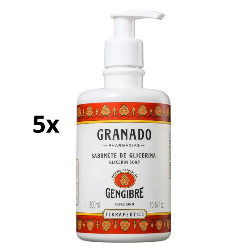 Lot Of 5 Granado Glycerin Terrapeutics Liquid Soap W/ Ginger 300Ml Bath Care 1