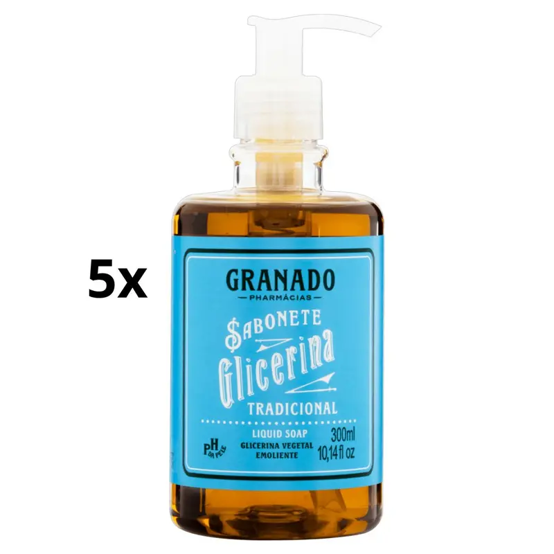 Lot Of 5 Granado Traditional Glycerin Liquid Soap 300Ml Skin Care Body Bath 1