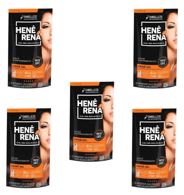 Lot Of 5 Hene Black Coffee Hair Color Smoothing Straightening 180G Embelleze 1