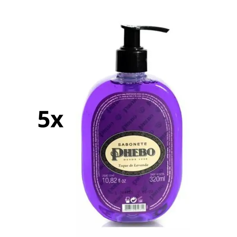 Lot Of 5 Phebo Toque De Lavanda Lavender Vegetable Glycerin Liquid Soap 320Ml 1
