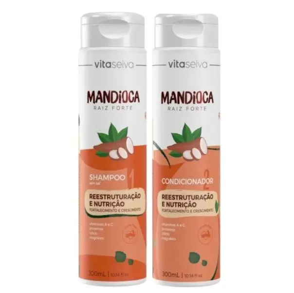 Mandioca Cassava Strong Roots Hydration Hair Growth Kit 2X300ml - Vita Seiva 1