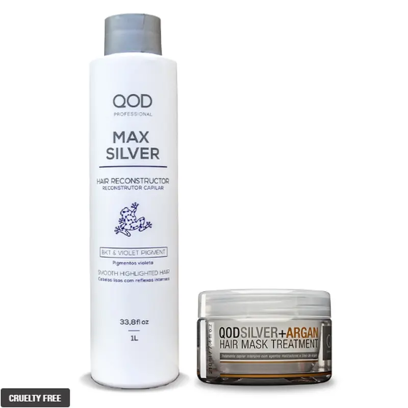 Max Silver + Argan Pro Blond Bleached Keratin Hair Straightening Kit 2 Itens - Qod 1