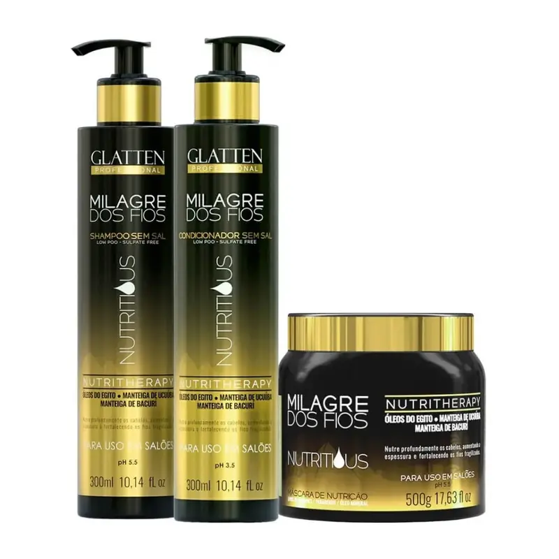 Milagre Dos Fios Home Care Hair Treatment Nutrition Therapy Kit Glatten 1