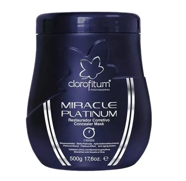 Miracle Platinum Blond Hair Color Maintenance Restorative Mask 500G - Clorofitum 1