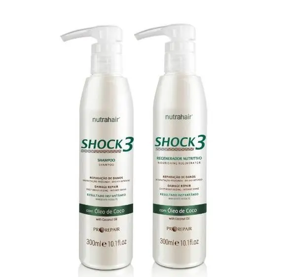Moisturizing Damaged Repair Instant Result Shock3 Coconut 2X300ml - Nutrahair 1