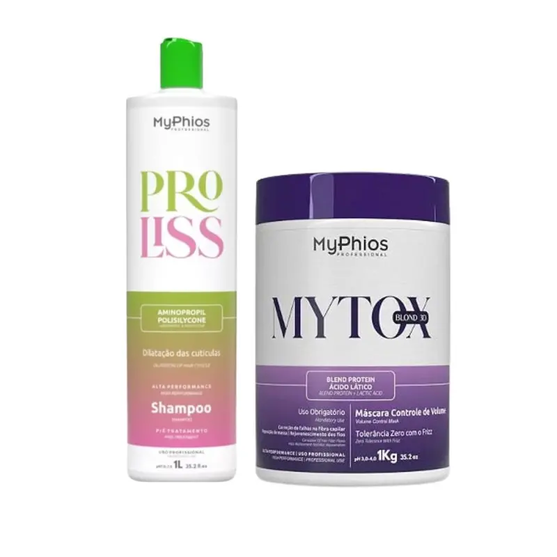 My Phios Cleansing Shampoo + Mytox Blonde Deep Hair Mask Hair Straightening Kit 2X1 1