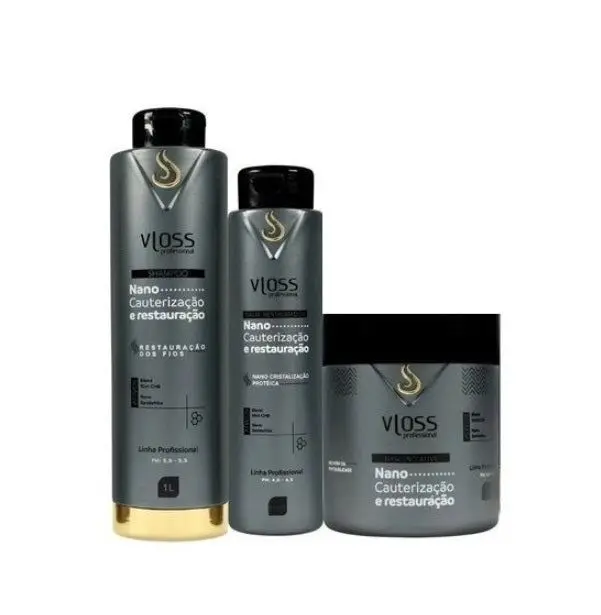 Nano Cauterization Restoration Damaged Hair Treatment Kit 3 Itens - Vloss 1
