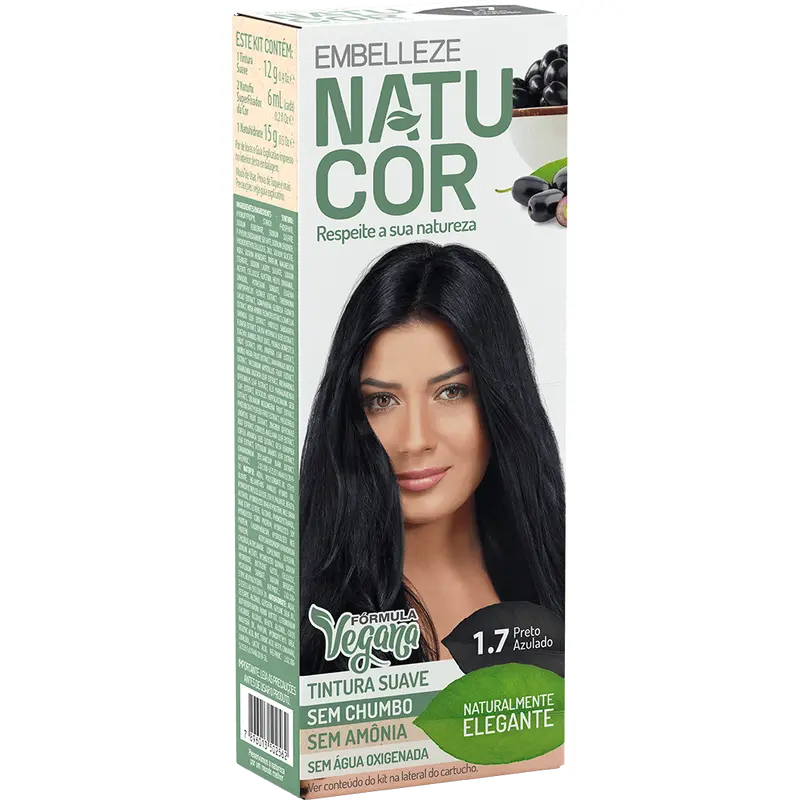 Natucor Hair Dye Naturally Elegant Bluish Black Complete Kit 1