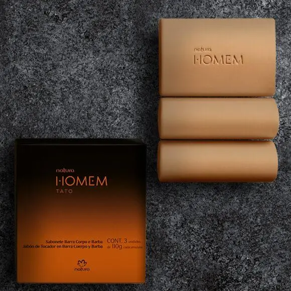 Natura Homem Corpo Barba Tato / Soap In Bar Body And Beard Tact Man - 3 Units Of 110 G Each. 1