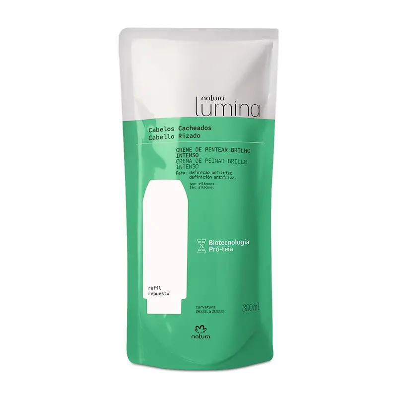 Natura Lumina Pentear Brilho Intenso Cabelos Cacheados / Refill Comby Shine Intense Curly Hair - 300Ml 1