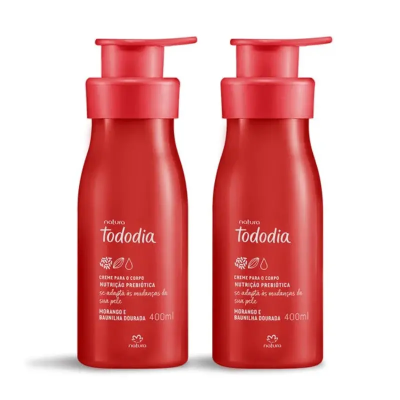 Natura Todo Dia Strawberry Golden Vanilla Body Cream Skin Care Kit 2X 400Ml 1