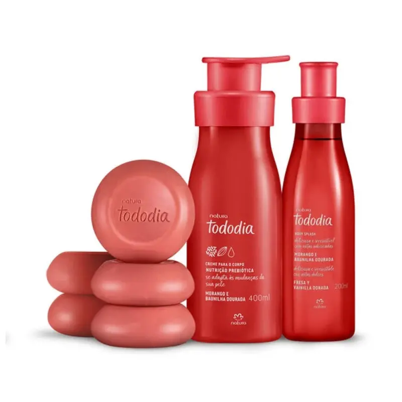Natura Todo Dia Strawberry Golden Vanilla Moisturizer Body Splash Soap Kit 1