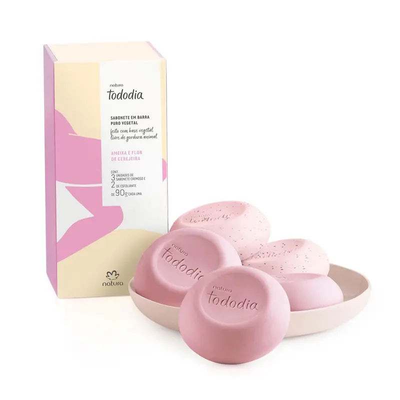 Natura Tododia Ameixa Flor Cerejeira / Soap In Pure Vegetable Plum And Cherry Blossom - 5Un Of 90G 1
