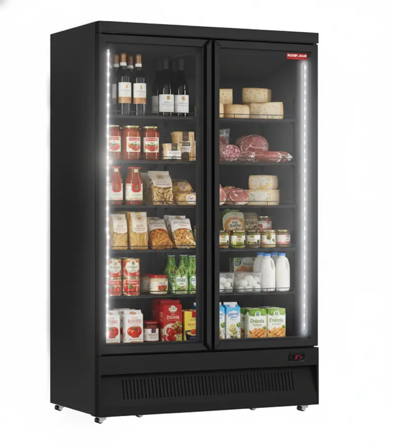 New Air 49″ 2 Swing Door Glass Refrigerator Merchandiser – All Black Ngr-49-Hb 1