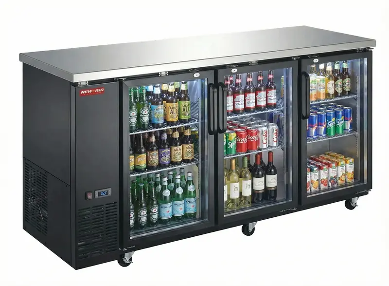 New Air - 72" Black Glass Door Back Bar Cooler - Nbb-72-Sg-N 1