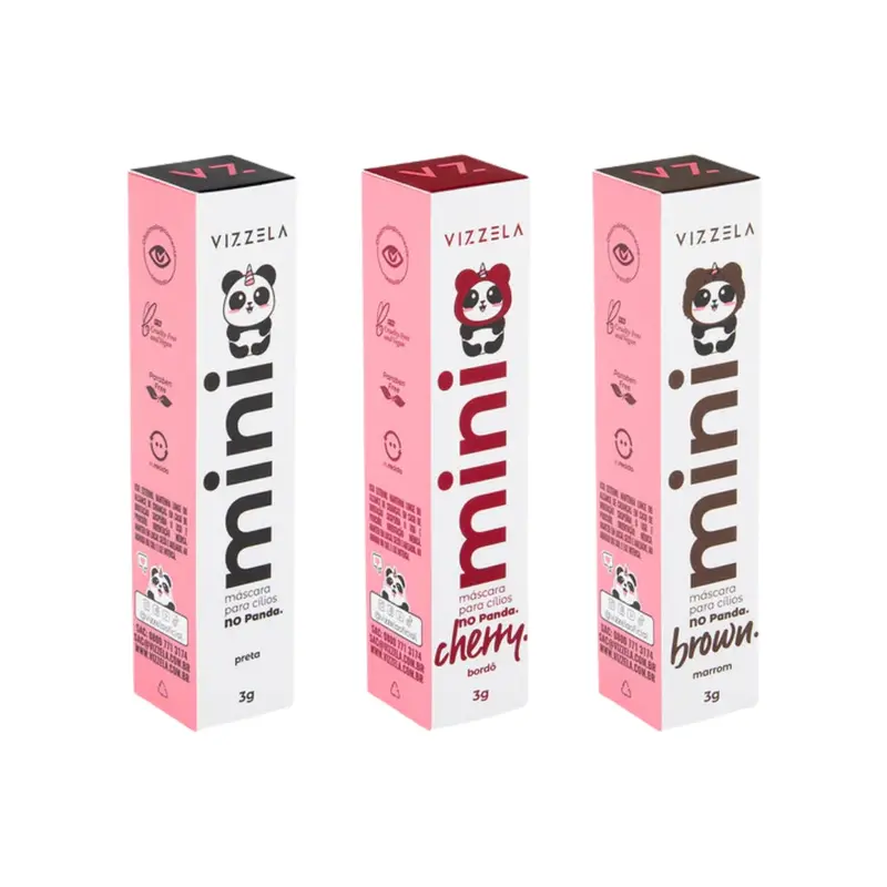 No Panda Eye Mascara Black Brown Cherry Colors Kit 3X 3G Vizzela Makeup 1