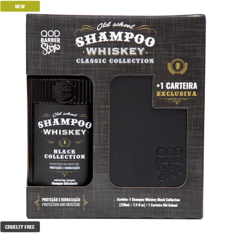 Old School Whiskey Shampoo 220Ml + Wallet Barber Hair Men's Treatment - Qod 1
