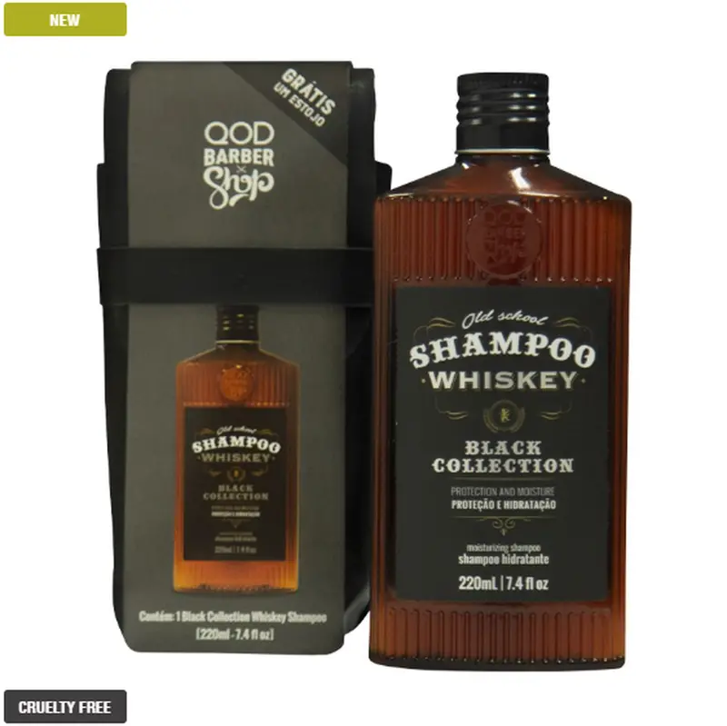 Old School Whiskey Shampoo + Case Men's Barber Hair Treatment Kit 2 Itens - Qod 1
