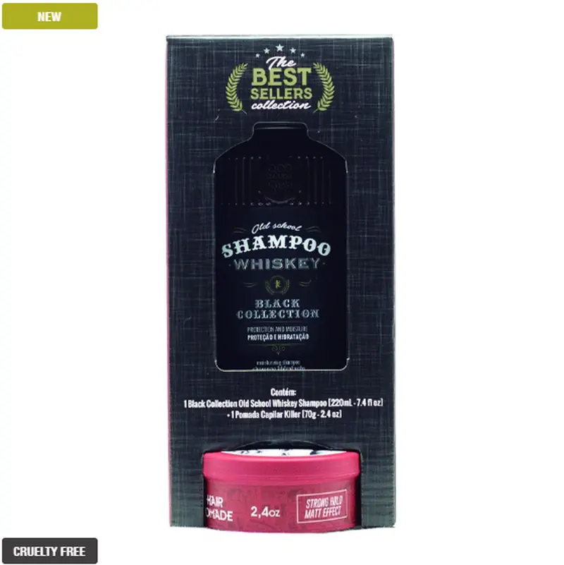 Old School Whiskey Shampoo + Killer Hair Ointment Barber Hair Kit 2 Itens - Qod 1
