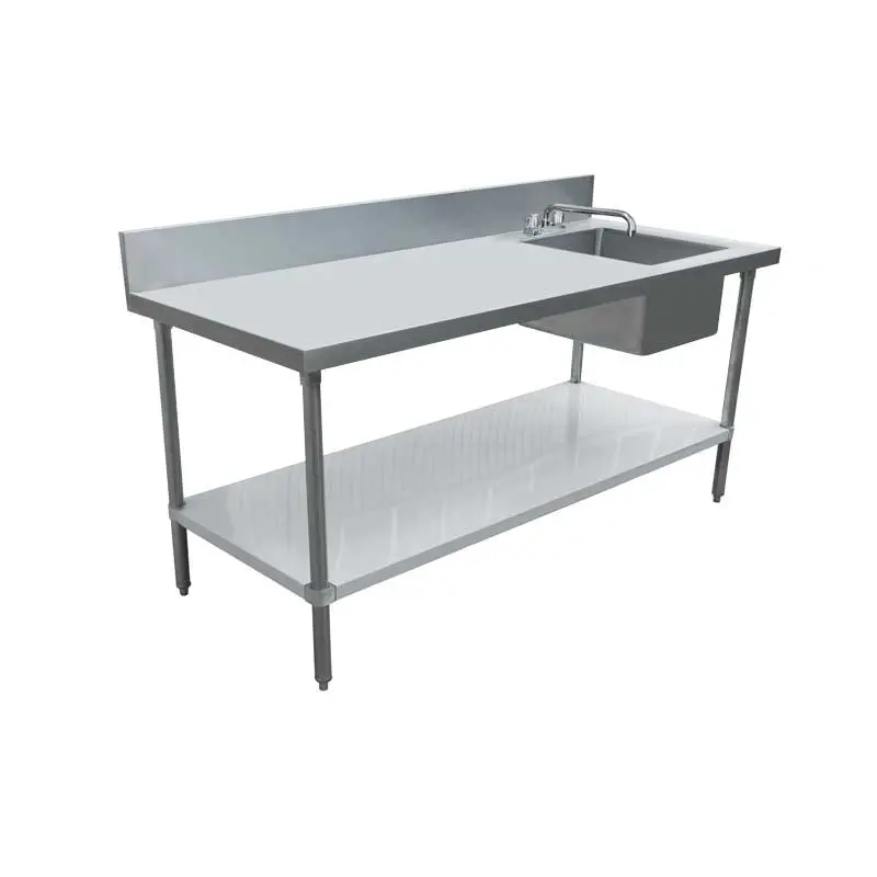 Omcan 30''X72'' Stainless Steel Table With Right Sink And 6" Backsplash 43244 1