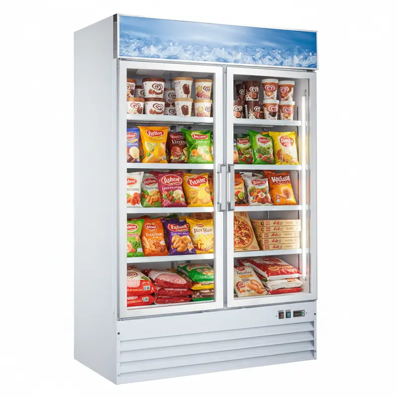 Omcan 53'' 2 Door Swing Glass Door Freezer With 45 Cu.Ft  50075 1