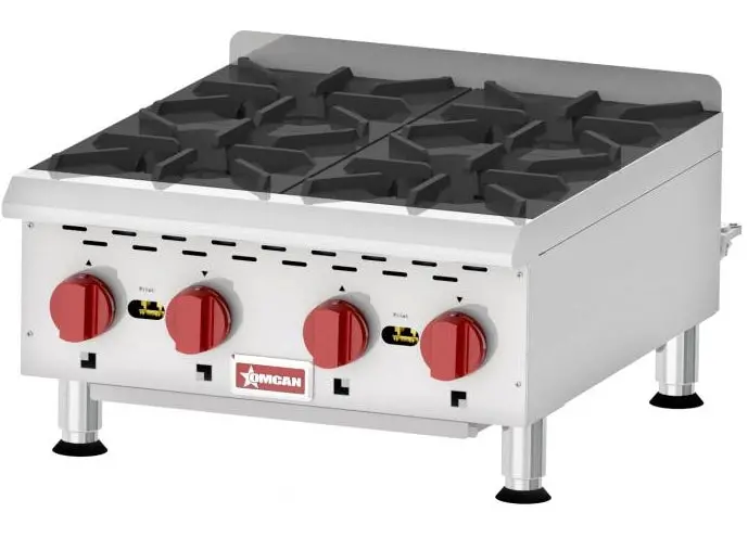 Omcan Countertop Stainless Steel Gas Hot Plate With 4 Burners 43734 1